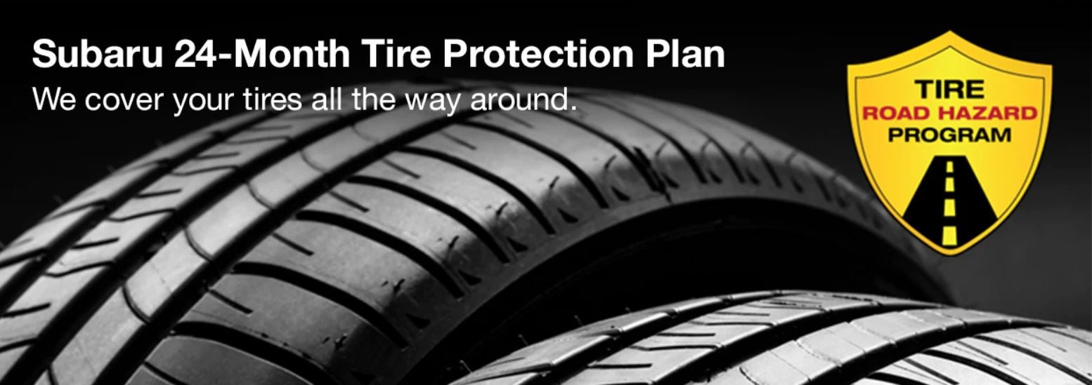 Subaru tire with 24-Month Tire Protection and road hazard program logo. | Open Road Subaru in Union NJ