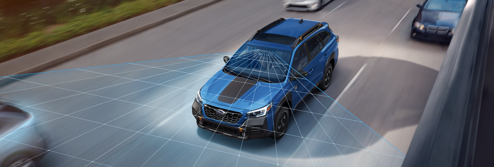 A photo illustration of the EyeSight Driver Assist Technology on the 2023 Outback Wilderness. | Open Road Subaru in Union NJ