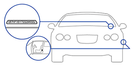 Illustration of car VIN number location