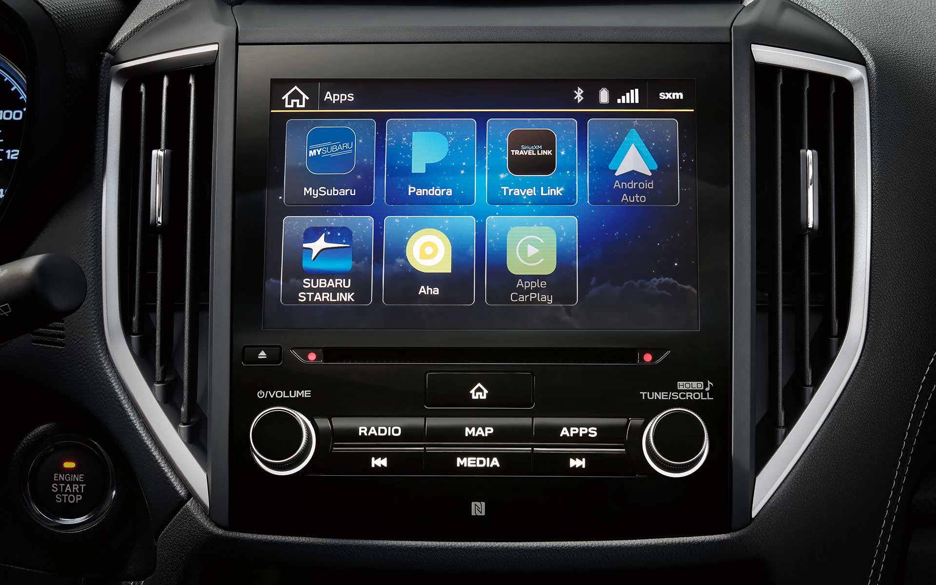 A close-up of the SUBARU STARLINK Multimedia touchscreen on the 2022 Forester. | Open Road Subaru in Union NJ