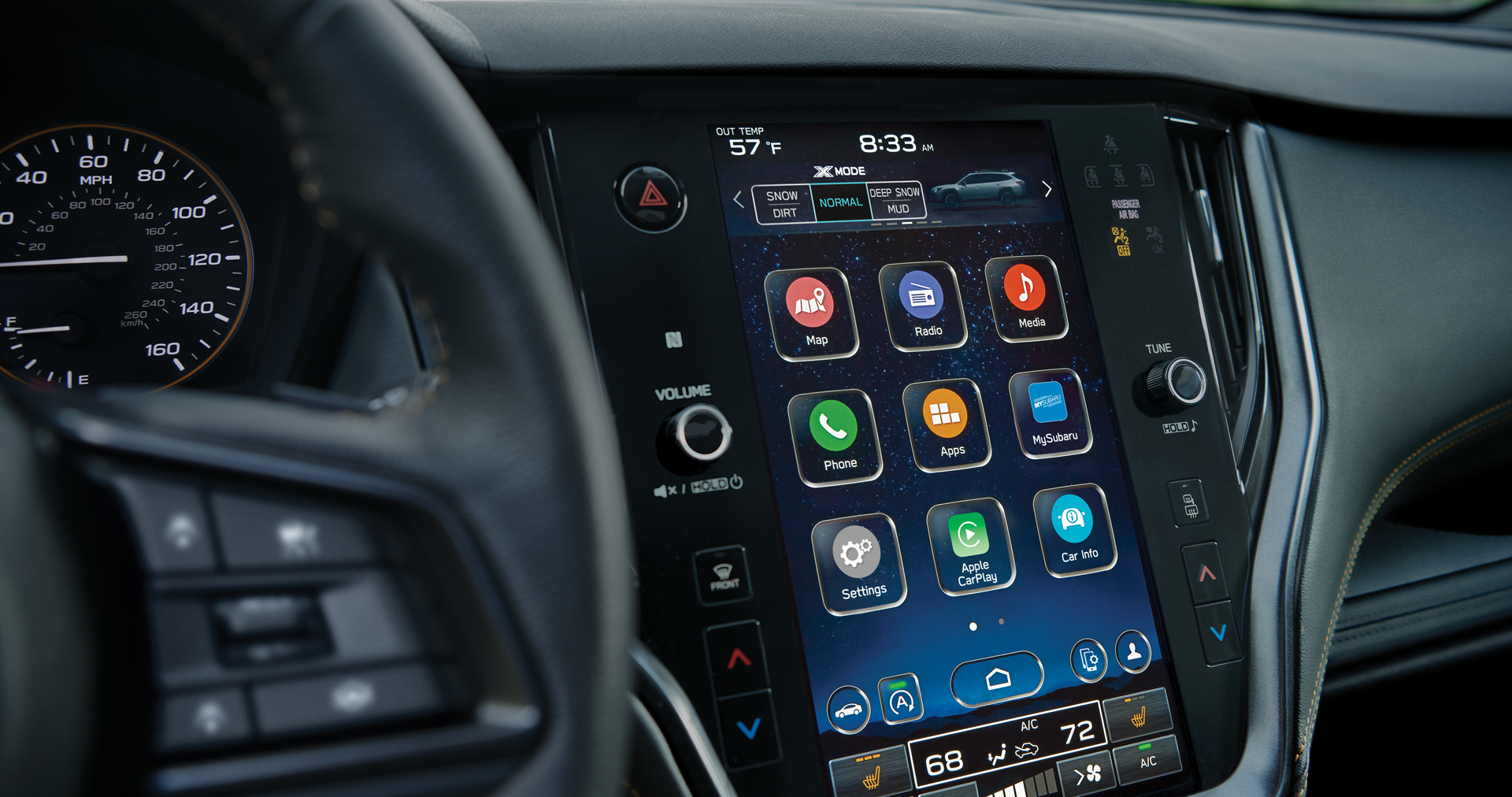 A close-up of the 11.6-inch touchscreen for the STARLINK Multimedia system on the 2023 Outback Wilderness. | Open Road Subaru in Union NJ