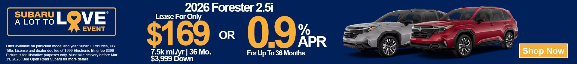 Find the lowest subaru lease in NJ at Open Road Subaru